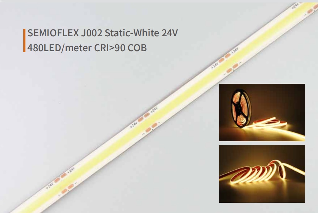 SEMIOFLEX-IP68-Waterproof-Static-White-24V-Flexible-COB-LED-Strip-Light